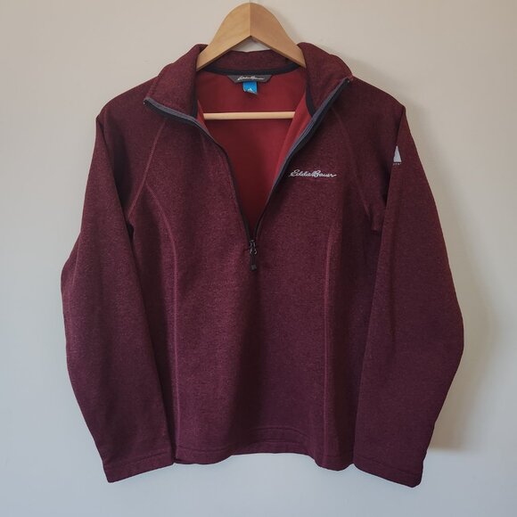 Eddie Bauer Sweatshirt Women First Ascent Quarter Zip Burgundy Maroon Casual M - Picture 3 of 16